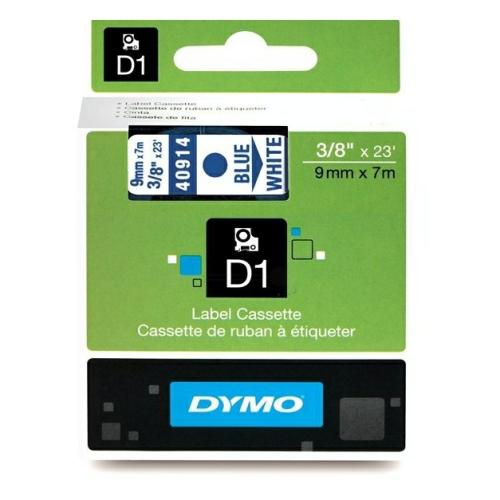 Dymo etiketa modrý na biela (40914 / S0720690), 9mm, laminované