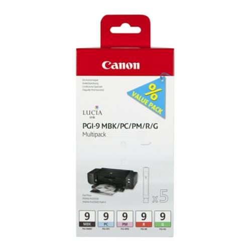 Canon atramentová náplň čierna mato / azúrová fotografiegrafia / magenta fotografie / červená / zelená (1033B013 / PGI9) (multipack)