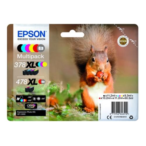 Epson atramentová náplň čierna / azúrová / magenta / žltý / červená / šedá (C13T379D4010 / 378XL478XL) (multipack, high capacity)
