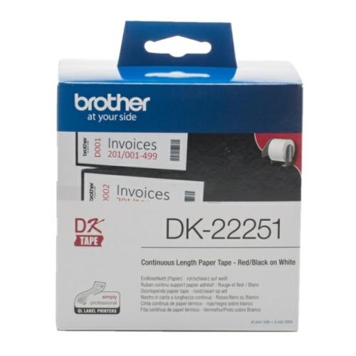 Brother etiketa červená / čierna na biela (DK22251), 62mm