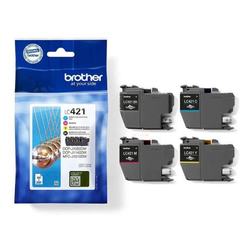 Brother atramentová náplň čierna / azúrová / magenta / žltý (LC421VAL) (multipack)