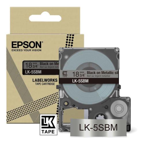 Epson etiketa čierna / strieborná (C53S672094 / LK5SBM)