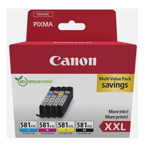 Canon atramentová náplň čierna / azúrová / magenta / žltý (1998C006 / CLI581XXL) (multipack, high capacity)